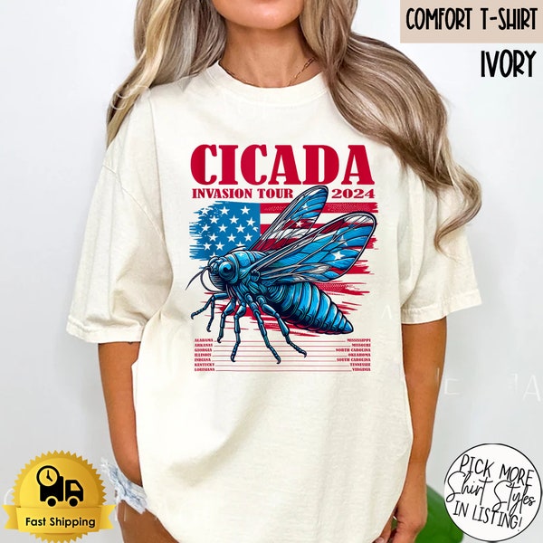 Cicada Concert Tour 2024 Comfort Colors Shirt Year Of Cicada Tshirt Insect Bug Shirt Entomology Cicada Fest 2024 Broods XIX & XIII Love Tour