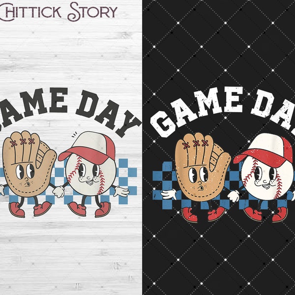Distressed Retro Game Day png, Checkered Game Day Png, Baseball Game Day Png, Baseball Lover Png, Baseball Mom Png, Retro Baseball Png