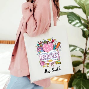 Personalization Teacher Name Tote Bag, Teacher Appreciation Gift, Elementary Teacher Tote Bag, Teachers Gift,Gift For Teacher,Back To School