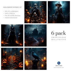 Halloween Scenes Vol 2. Set of eerie and mysterious wallpapers for smartphones