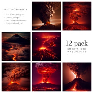 Volcano Eruption. Set of facinating wallpapers for smartphones