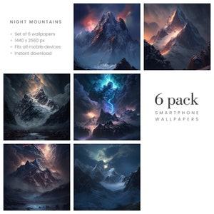 Night Mountains. Set of marvelous wallpapers for smartphones.