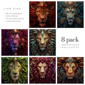 Lion King. Set of fantasy wallpapers for smartphones