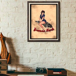 Grease Girl A4 framed pinup on spark plug