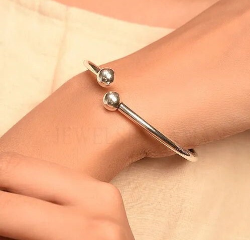 Mens cuff bracelets with ball ends sale