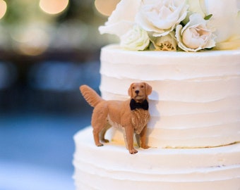 Wedding Cake Toppers，Golden Retriever Dog, Pet Anniversary, Dog Statue, Pet Birthday, Pet Birthday Decoration，Wedding Cake,Dog Salute Hat