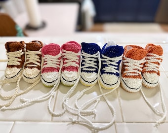 Handmade Crochet Baby Booties | Converse-Inspired Newborn Shoes