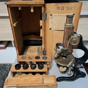 Seltenes Antikes Mikroskop mit Koffer, gemarkt: Otto Seibert Wetzlar