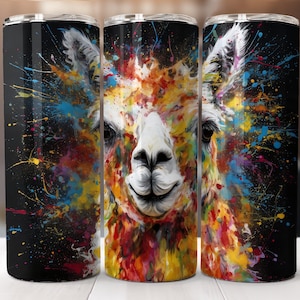 Alpaca Tumbler, 20oz Skinny Tumbler, Sublimation Designs, PNG File, Jackson Pollock Design, Straight Tumbler, Digital Download, Alpaca