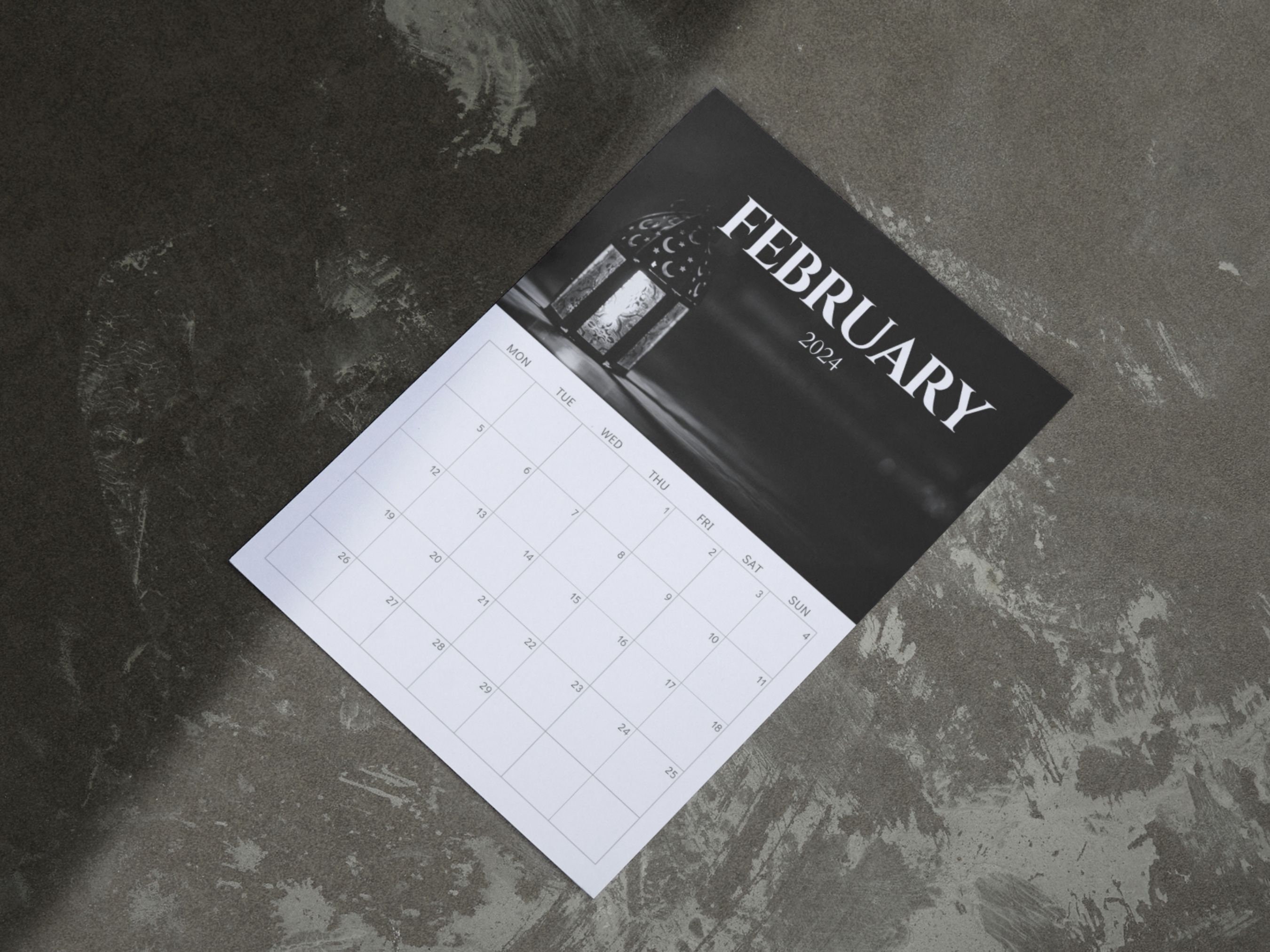 Monthly Calendar 2025 With Islamic Black and White Pictures, 2025