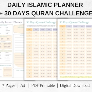 TÄGLICHER ISLAMISCHER PLANER zum Ausdrucken, Quran Challenge Planer, muslimischer Planer, muslimisches Journal, Quran Tracker, Salah Prayer Tracker