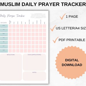 Muslimisches tägliches Gebetstagebuch zum Ausdrucken, Salah Tracker, Muslimisches Gebetsjournal, Salah Planer, Islamischer Planer