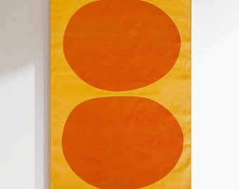 Balance Digital Print, Orange Circles, Yellow, Minimalist Wall Art, Abstract, Geometric, Printable\