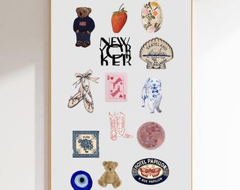 New Yorker Digital Print, Strawberry, Flowers, Ballet Shoes, Queen Of Hearts, Golden Retriever, Hotel Papillon, Evil Eye Protection, Cowboy