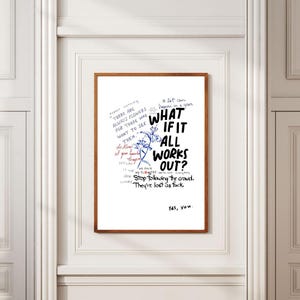 デジタルウォールアートプリント「What If It All Works」の引用句 レトロコラージュポスター コケット 美的部屋装飾 マキシマリスト モチベーションアップ 寝室アートワーク