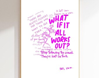 What If It All Works Out Digital Poster Print, Collage, Retro Wall Art, Aesthetic Wall Art, Maximalist Decor, Coquette Room Decor, Hot Pink