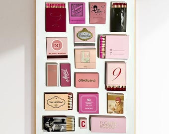 Vintage Matchbox Print, Trendy Matches Poster, Retro Wall Art, Hot Girl Pink Apartment Aesthetic, Instant Digital Download