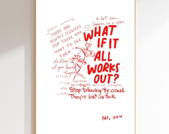 What If It All Works Out Digital Poster Print, Collage, Retro Wall Art, Aesthetic Wall Art, Maximalist Decor, Coquette Room Decor, Red