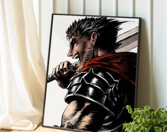 Berserk poster, Guts, colored Manga Poster, Digital 4K Wall Print, Anime Manga Van Gogh Style Painting, Japanese Wall Art