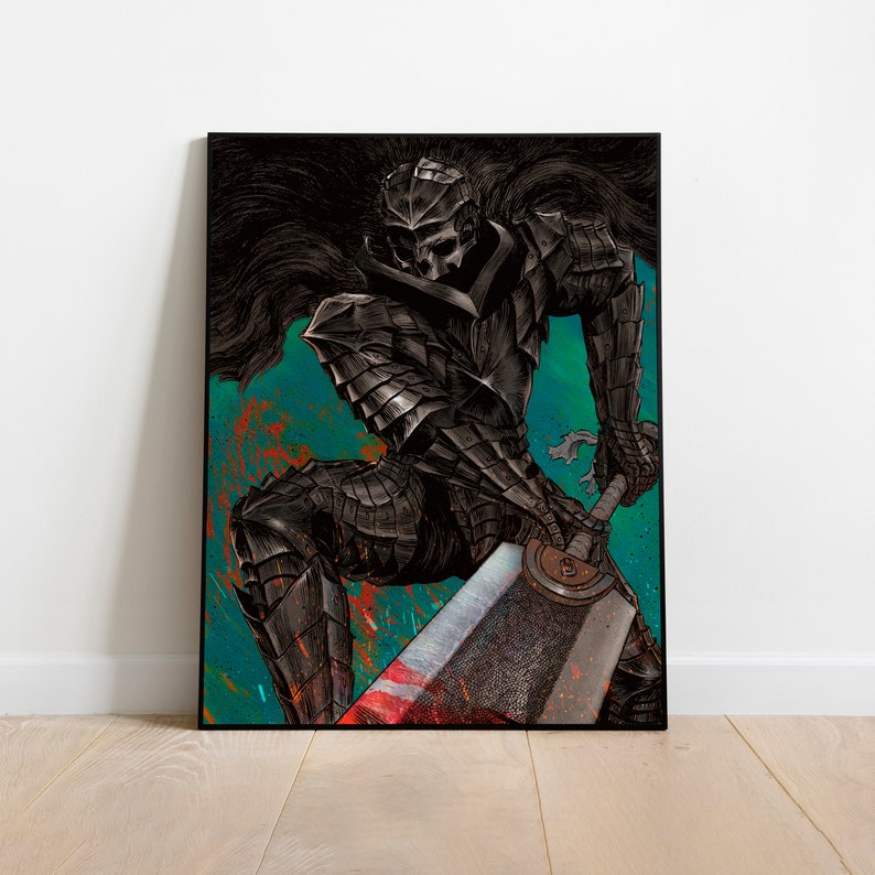 Affiche berserk, armure berserker, 2 affiches manga couleur, impression murale numérique 4K, peinture de style Manga Van Gogh, art mural japonais, image 3