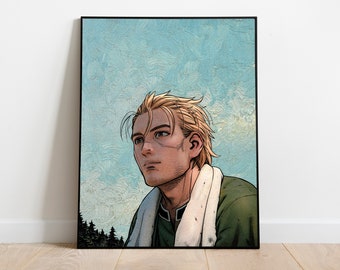 Vinland Saga poster, Thorfinn, colored Manga Poster, Digital 4K Wall Print, Manga Van Gogh Style Painting, Japanese Wall Art