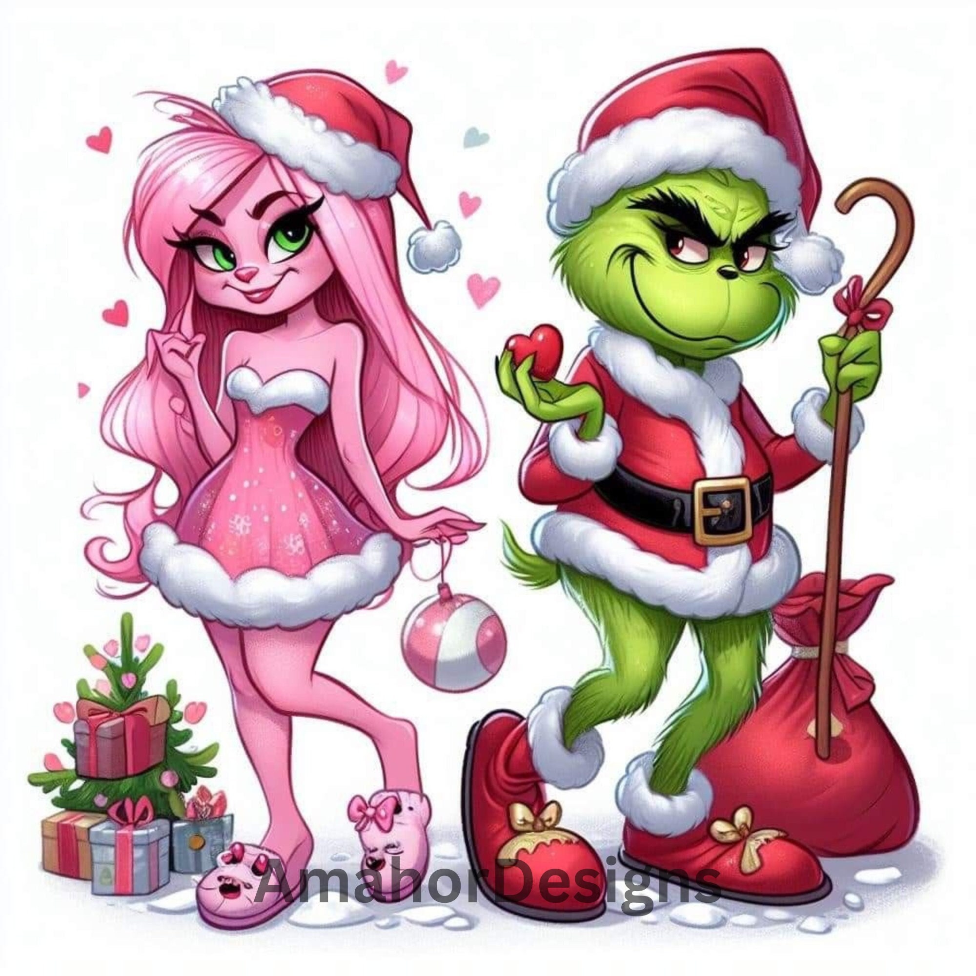Navidad Grinch Pareja Png Navidad Rosa Grinch Png Descarga - Etsy España