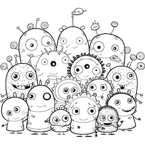 25 pages of Funny monster/alien coloring pages