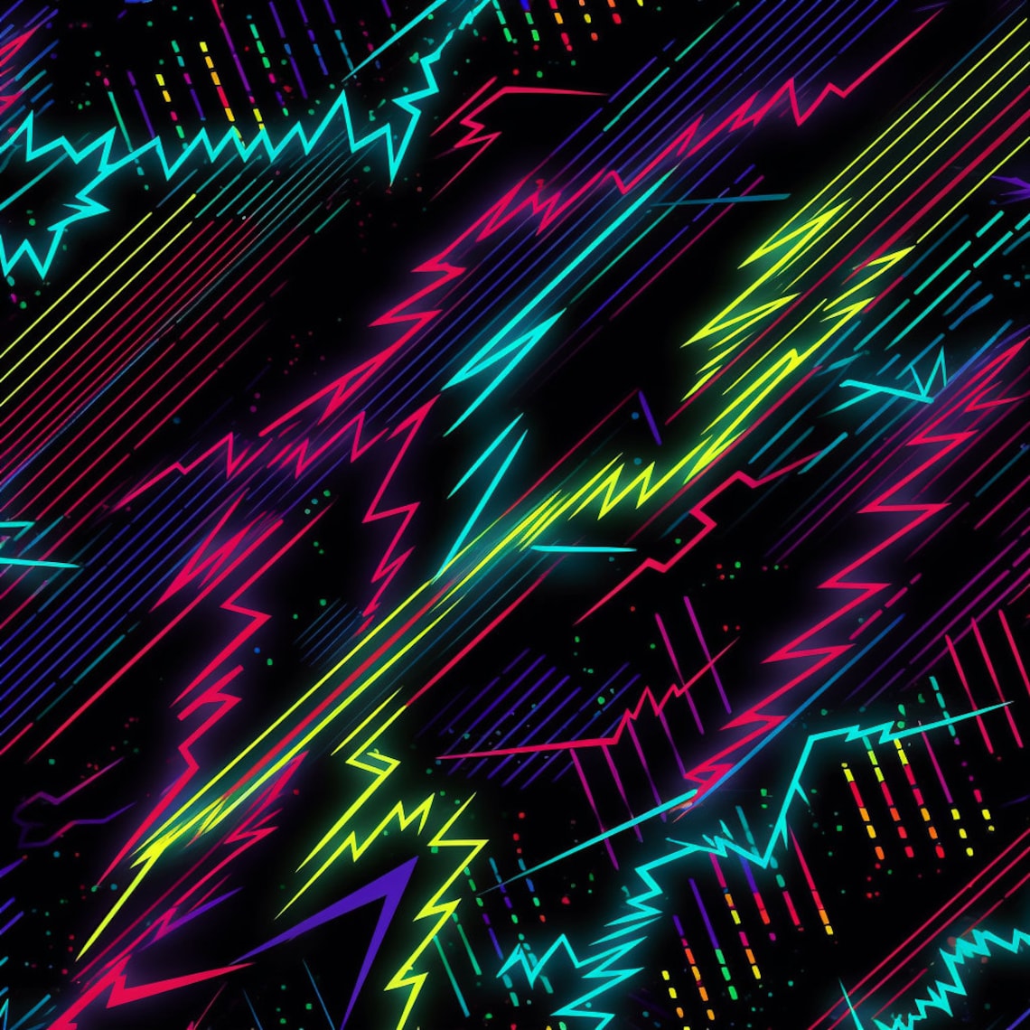 4 Neon Lightning Patterns - Etsy