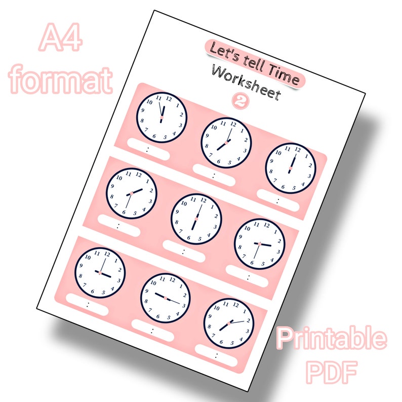 Telling Time Printable Telling Time Clock Worksheets - Etsy