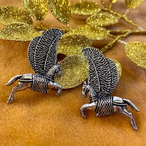 Devi -Silver Oxidized Handmade Running Horse Earrings, Exclusive and Rare Indian Collections, Unique Indian Art and Crafts, Gifts for Her