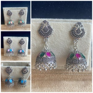 Meha-Traditional handmade jhumkis from India, Vintage Silver Oxidised Collections from India, Classic jhoomkas ,Gifts for Her