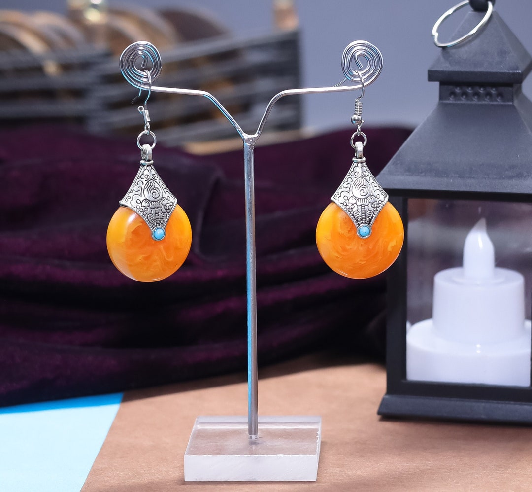 Boucles d'oreilles en argile polymère bus scolaire faites main