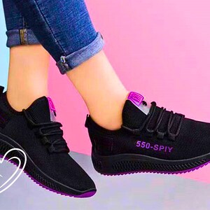 Zapatillas deportivas para mujer, zapatos transpirables de malla tejida con  velcro, de calle