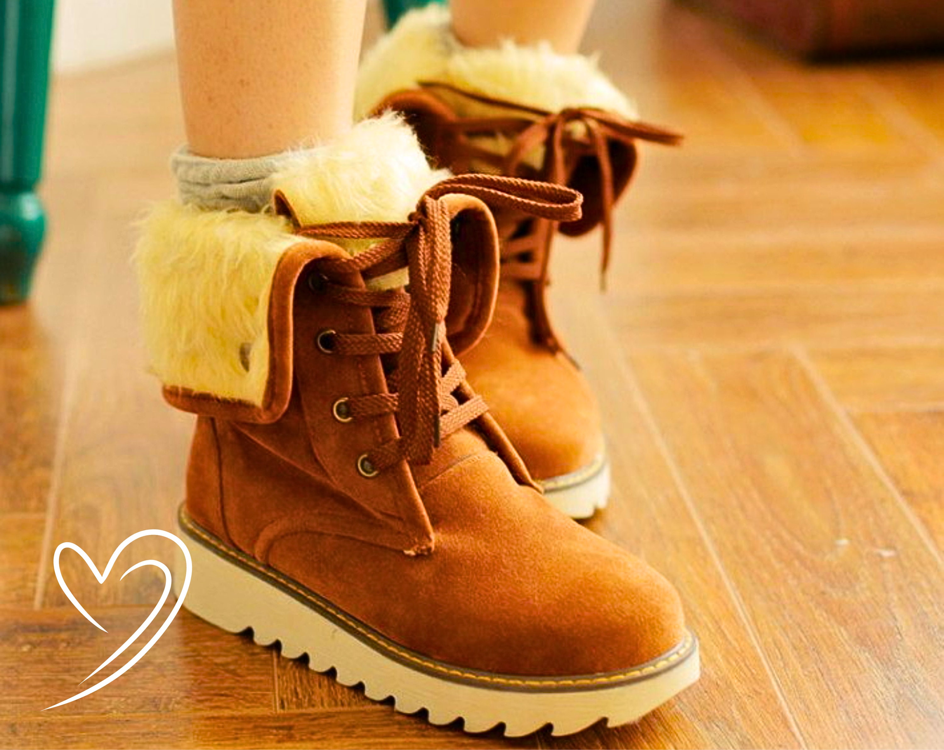  Botas de nieve de invierno con forro de piel cálida para mujer,  impermeables, botines al aire libre, zapatos cómodos para mujer, Beige, 5 :  Ropa, Zapatos y Joyería