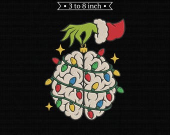 Grinch Hand Christmas Bulb Holiday Winter PES DST JEF Machine Embroidery File