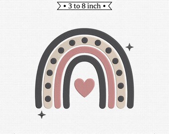 Boho Rainbow Heart Muted Tones Nursery PES DST JEF Machine Embroidery File