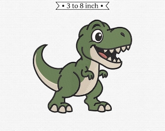 Green T-Rex Dinosaur Kids PES DST JEF Machine Embroidery File