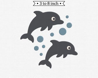 Playful Swimming Dolphins Ocean Life Sea Bubbles PES DST JEF Machine Embroidery File