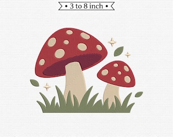 Red Toadstool Mushrooms Forest Nature Cottagecore PES DST JEF Machine Embroidery File