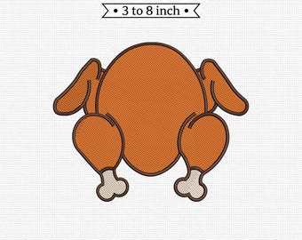 Roasted Thanksgiving Turkey Golden Brown Cooked Platter PES DST JEF Machine Embroidery File