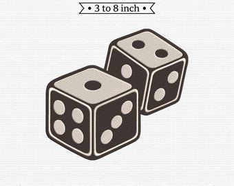 3D Dice Pair Game Night Casino PES DST JEF Machine Embroidery File