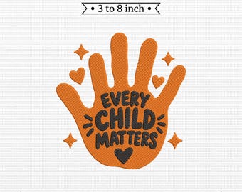 Every Child Matters Orange Handprint Indigenous Awareness PES DST JEF Machine Embroidery File