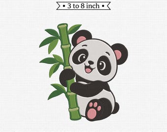 Baby Panda Bamboo Bear Zoo Animal PES DST JEF Machine Embroidery File