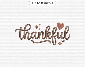 Thankful Typography Script Thanksgiving Fall Autumn PES DST JEF Machine Embroidery File