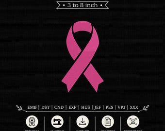 Pink Ribbon Breast Cancer Awareness Machine Embroidery Stitch Pattern Pes Dst File