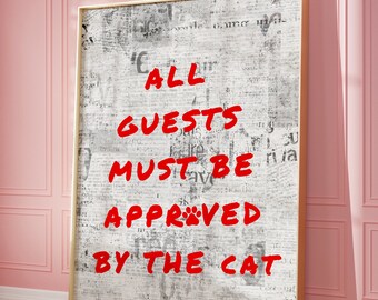 Funny Cat Print Minimalist Pink Heart Decor Cat Owner Gift Puppy Poster Trendy Cat Wall Art Guests Typography Poster Digi Download Cat Mom