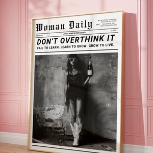 Modna sztuka ścienna z gazety, wydruk z gazety z Nowego Jorku, wózek barowy w stylu vintage, sztuka ścienna w stylu retro It Girl Dorm, sztuka ścienna New York Times, sztuka Preppy Girly