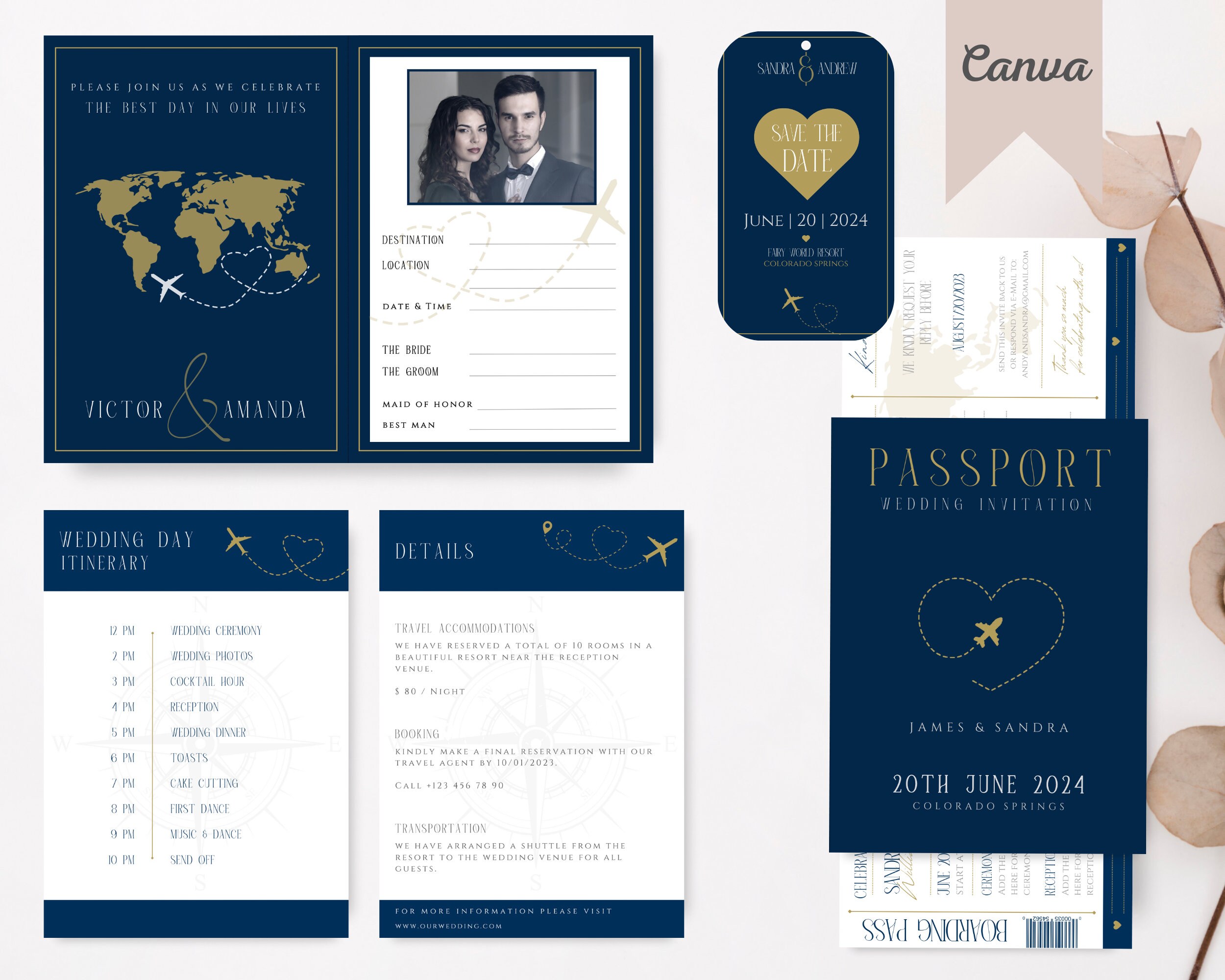 Destination Wedding Invitation, Printable Passport Wedding Invitation, Travel Theme Wedding ...