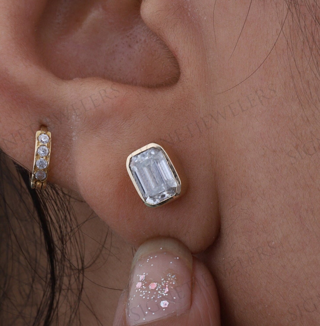 Radiant 1.38 Carat Moissanite Leaf Earrings in Sterling Silver