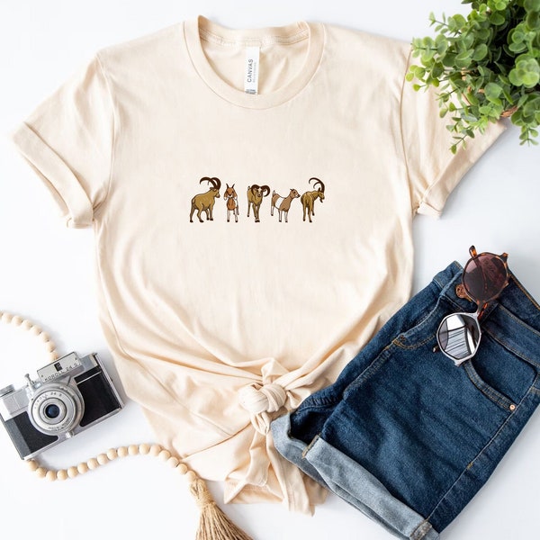 Farm Animals Tee, Goat Lover Animal Tshirt, Breeds, Spring Clothing, In A Row